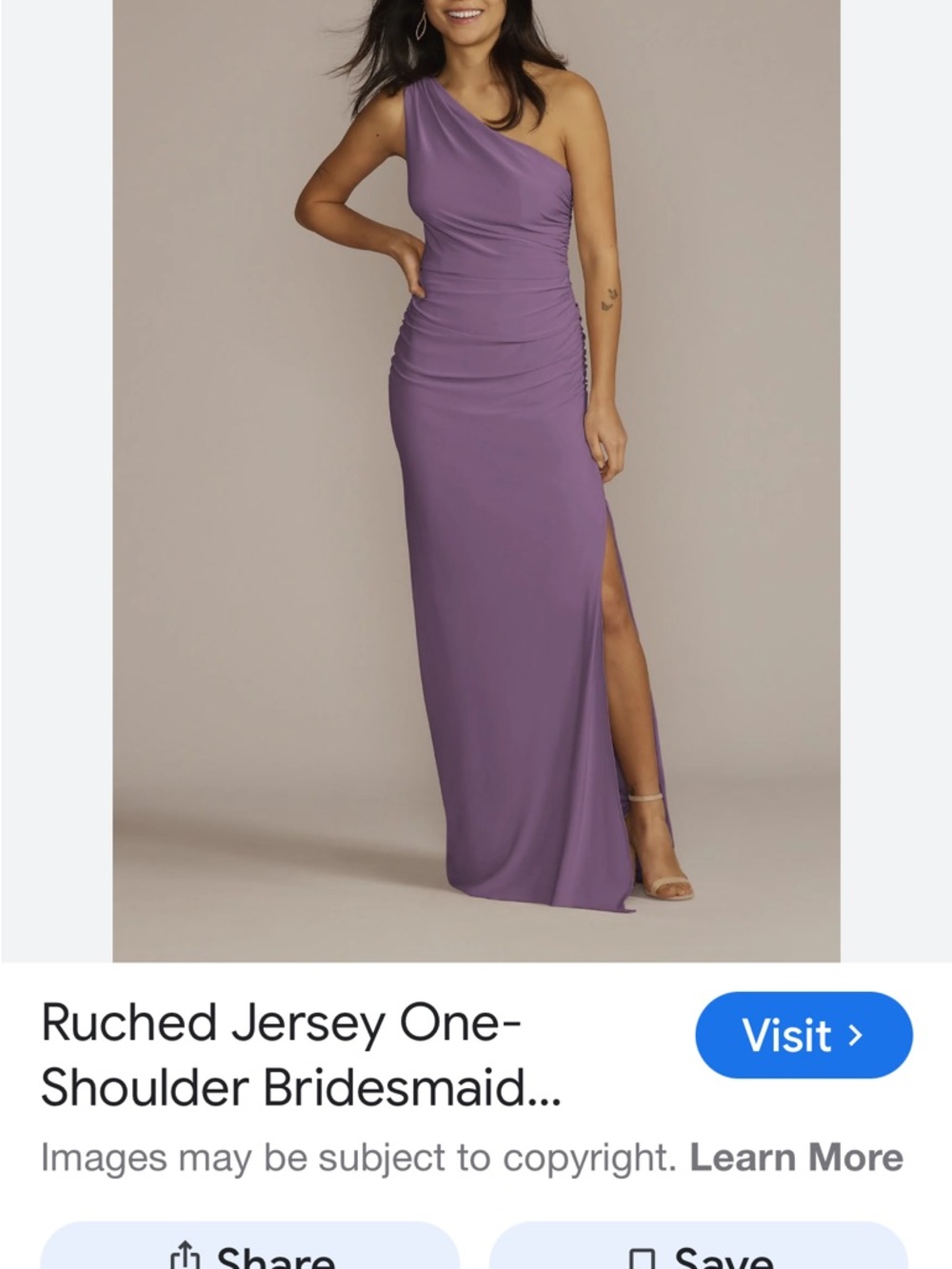 One-Shoulder Ruched Evening Gown in Lavender